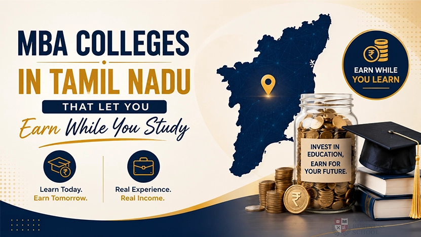Students pursuing an Earn While You Learn MBA program in Tamil Nadu with internship and career opportunities